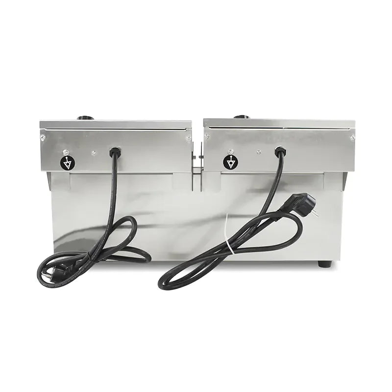 DZL-20L dual-tank countertop electric deep fryer, stainless steel