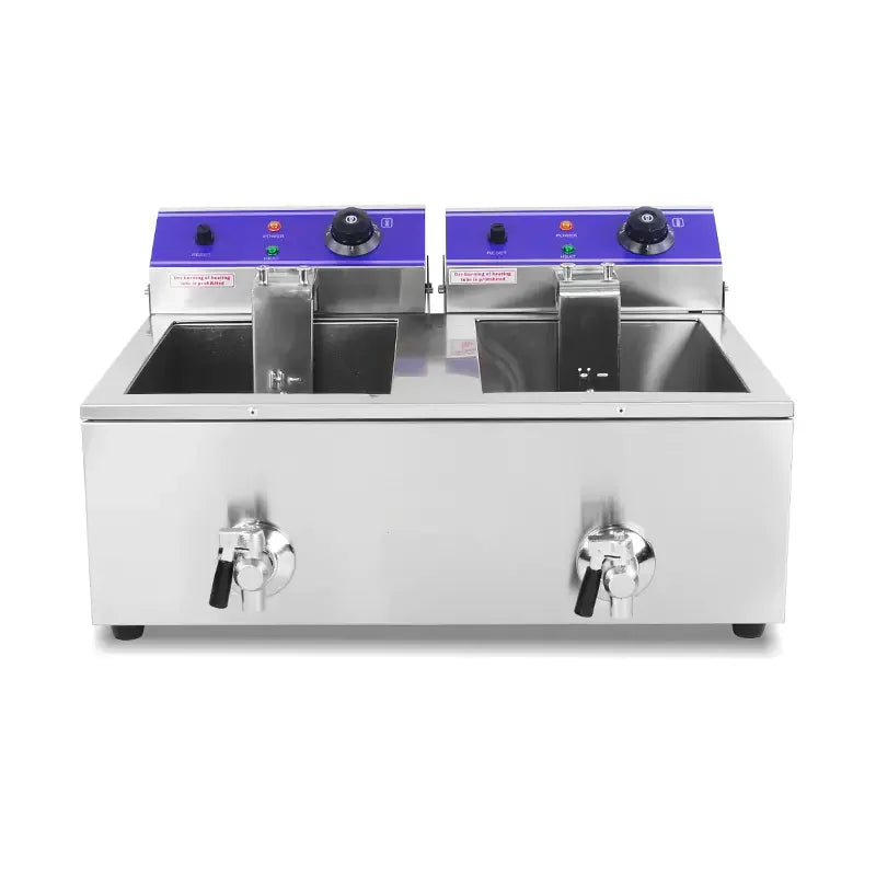 DZL-20L dual-tank countertop electric deep fryer, stainless steel