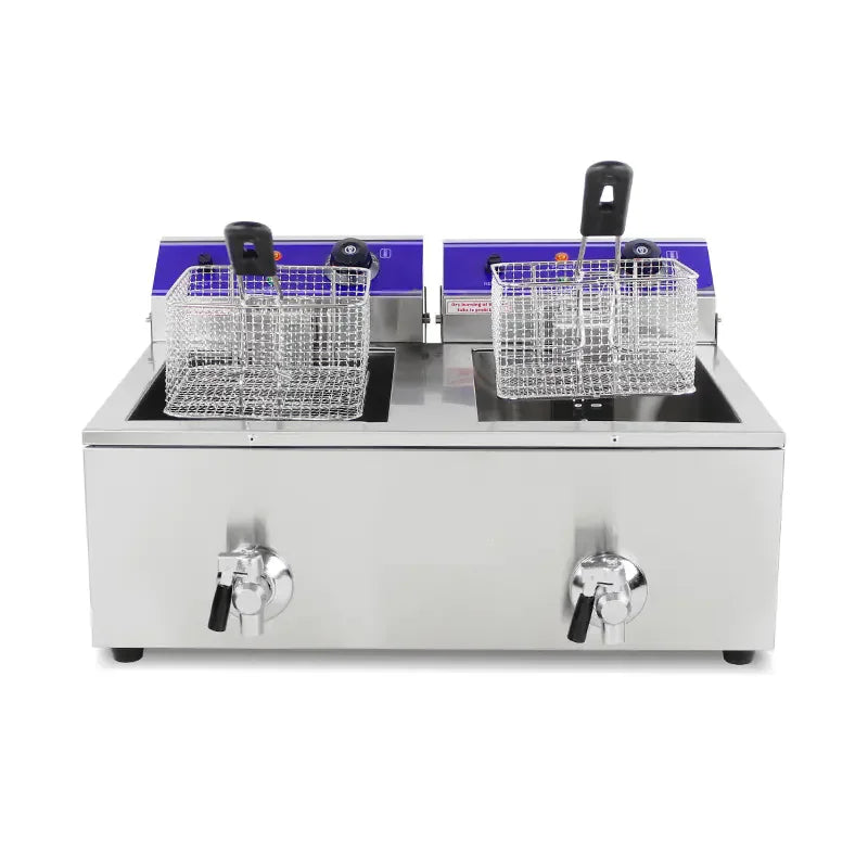 DZL-20L dual-tank countertop electric deep fryer, stainless steel