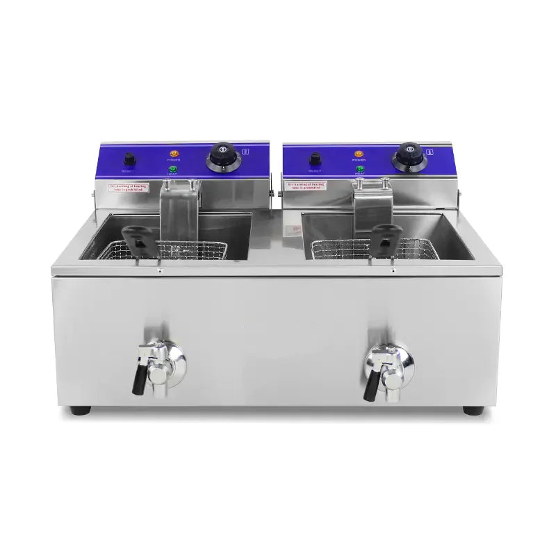 DZL-20L dual-tank countertop electric deep fryer, stainless steel