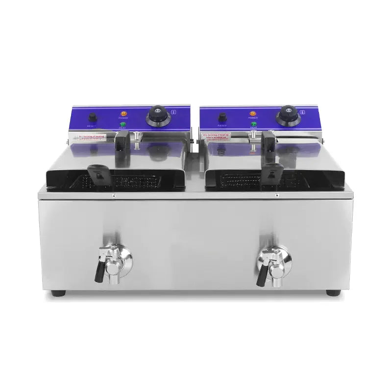 DZL-20L dual-tank countertop electric deep fryer, stainless steel