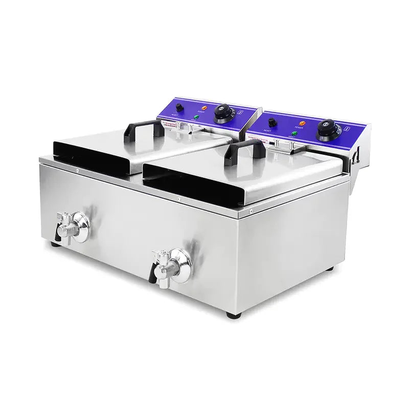 DZL-20L dual-tank countertop electric deep fryer, stainless steel