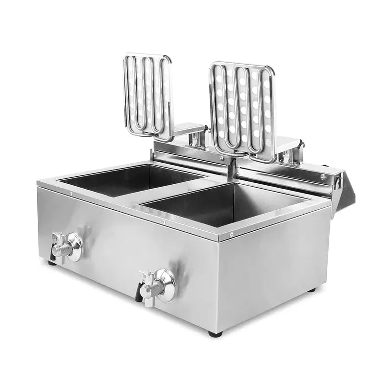 DZL-20L dual-tank countertop electric deep fryer, stainless steel