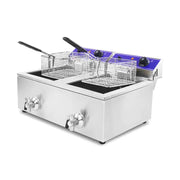 DZL-20L dual-tank countertop electric deep fryer, stainless steel