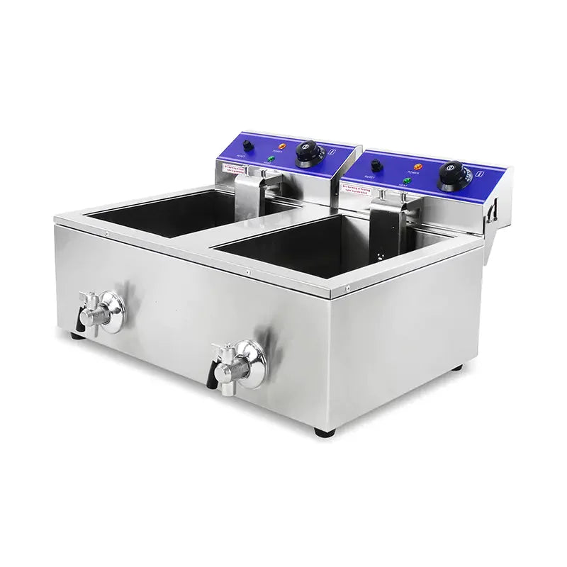 DZL-20L dual-tank countertop electric deep fryer, stainless steel