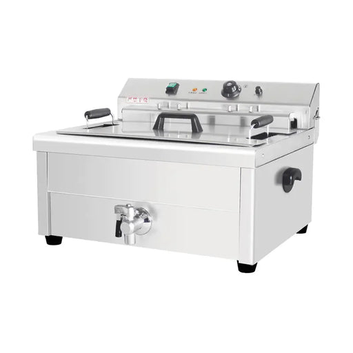 DZL-261E 30L wide-basket commercial electric deep fryer, stainless steel