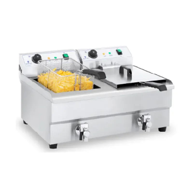 DZL-32V double-tank 16L×2 high-power commercial electric deep fryer, stainless steel