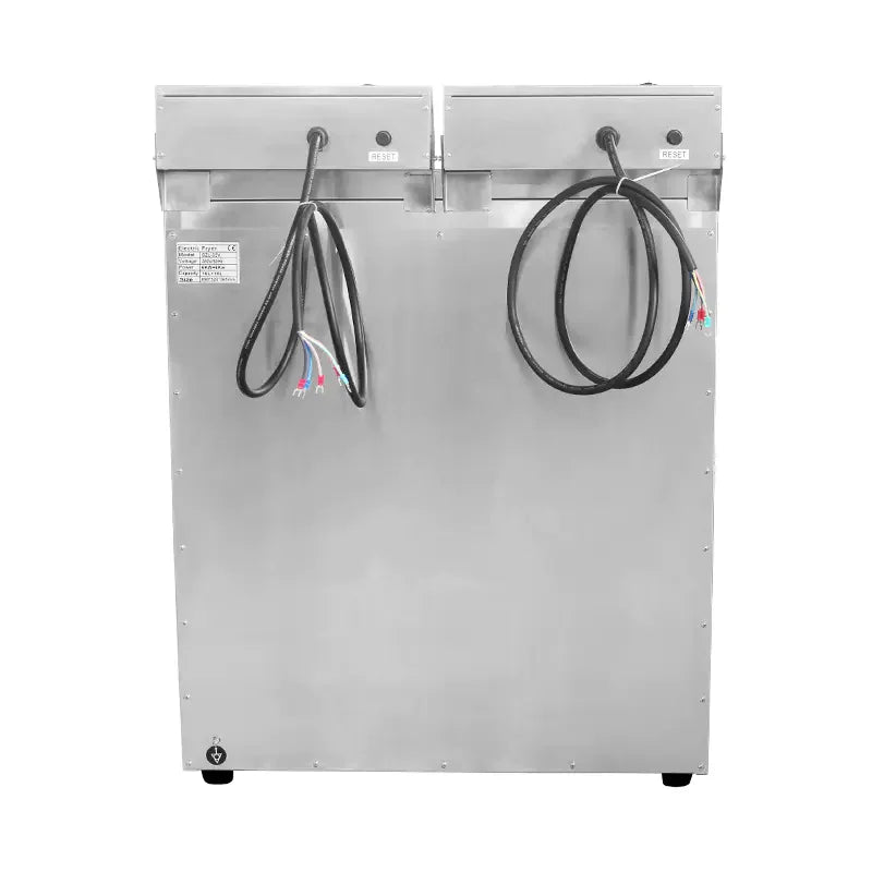 DZL-32VC floor-standing double-tank electric deep fryer with cabinet, stainless steel
