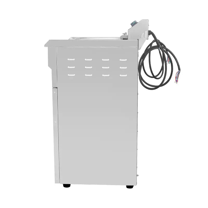 DZL-32VC floor-standing double-tank electric deep fryer with cabinet, stainless steel