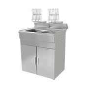 DZL-32VC floor-standing double-tank electric deep fryer with cabinet, stainless steel