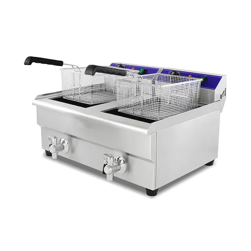DZL-34V double-tank 17L×2 commercial electric deep fryer, stainless steel