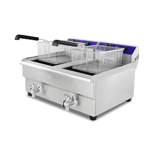 DZL-34V double-tank 17L×2 commercial electric deep fryer, stainless steel