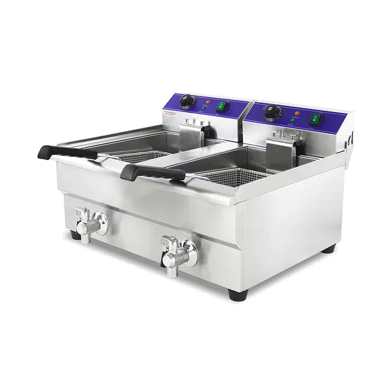 DZL-34V double-tank 17L×2 commercial electric deep fryer, stainless steel