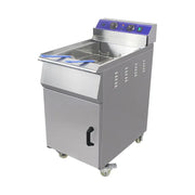 DZL-48V 48L floor-standing commercial electric deep fryer with cabinet, stainless steel