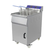 DZL-48V 48L floor-standing commercial electric deep fryer with cabinet, stainless steel
