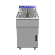 DZL-48V 48L floor-standing commercial electric deep fryer with cabinet, stainless steel