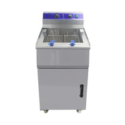 DZL-48V 48L floor-standing commercial electric deep fryer with cabinet, stainless steel