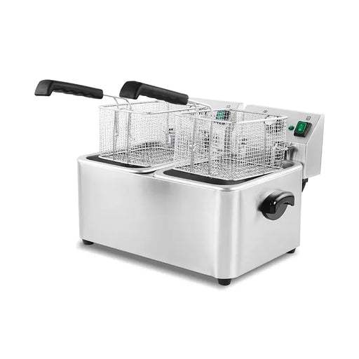 DZL-4L-2 double-tank 4L×2 countertop electric deep fryer, stainless steel