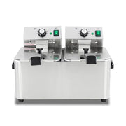 DZL-4L-2 double-tank 4L×2 countertop electric deep fryer, stainless steel