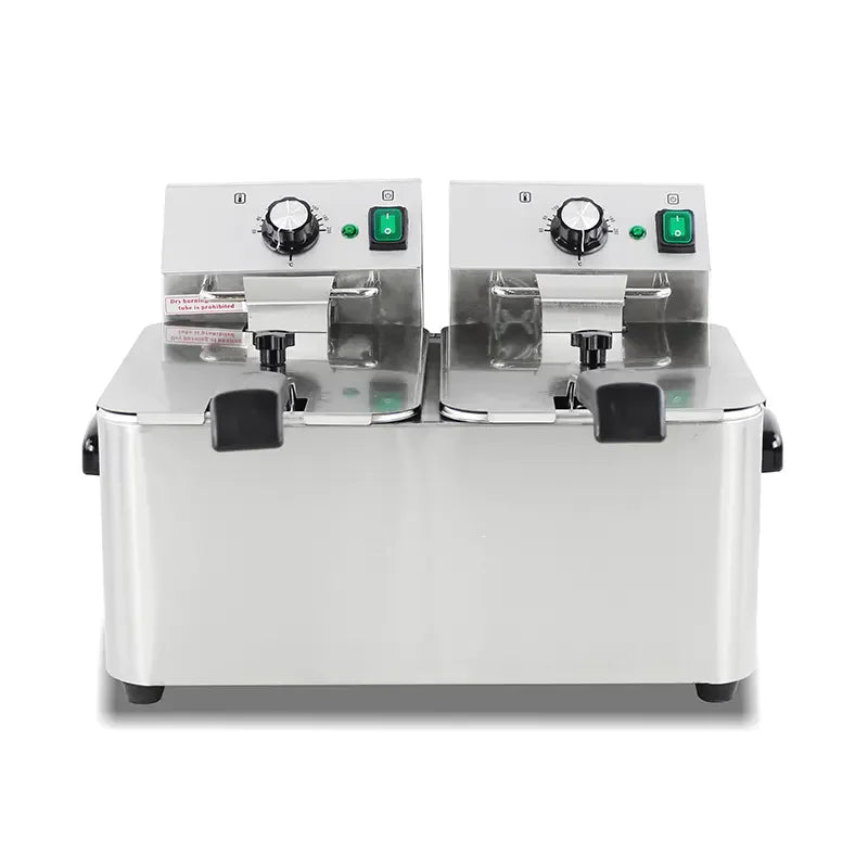 DZL-4L-2 double-tank 4L×2 countertop electric deep fryer, stainless steel