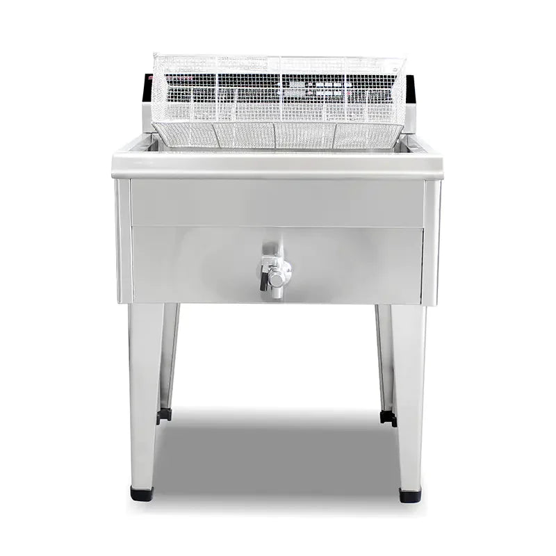 DZL-52BC 52L vertical floor-standing electric deep fryer with timer, stainless steel