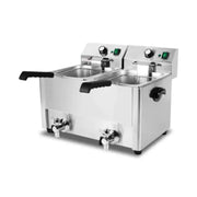 DZL-8L-2 dual-tank countertop electric deep fryer, stainless steel
