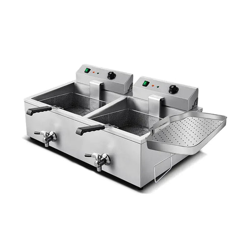 DZL-800 double-tank 30L×2 commercial electric deep fryer with timer, stainless steel
