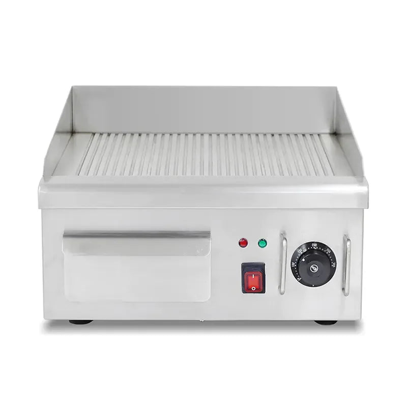 DPL-410-3 commercial electric grooved griddle, stainless steel