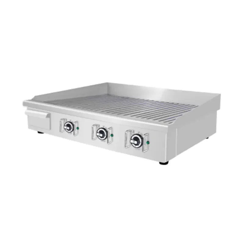 DPL-900-3 commercial electric grooved griddle, stainless steel