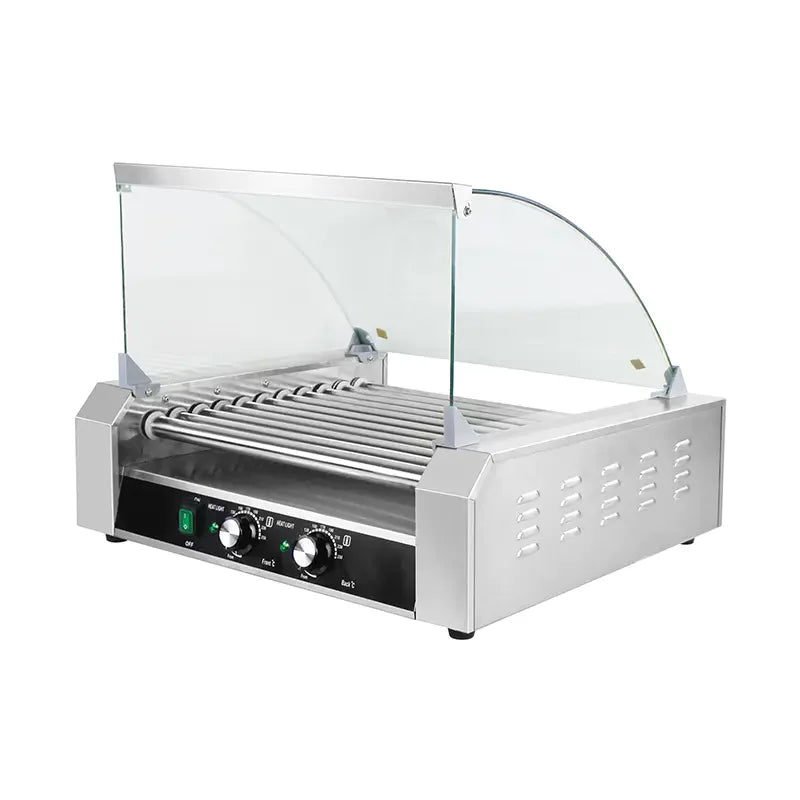 CZ-11 electric hot dog roller grill with glass panel, 11 rollers