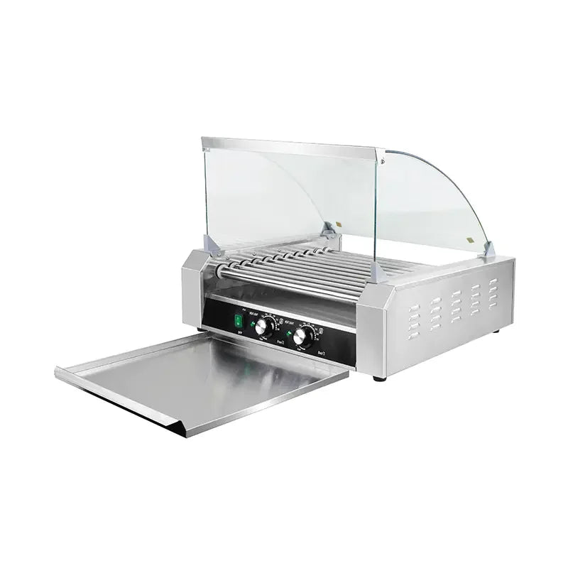 CZ-11 electric hot dog roller grill with glass panel, 11 rollers
