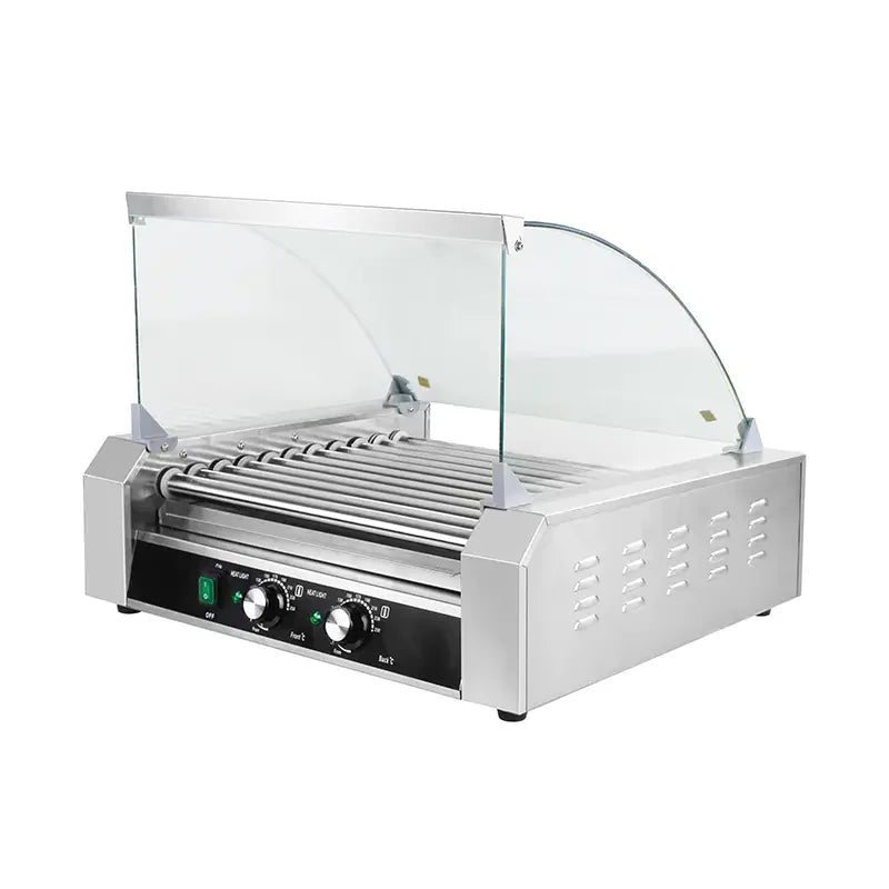 CZ-11 electric hot dog roller grill with glass panel, 11 rollers