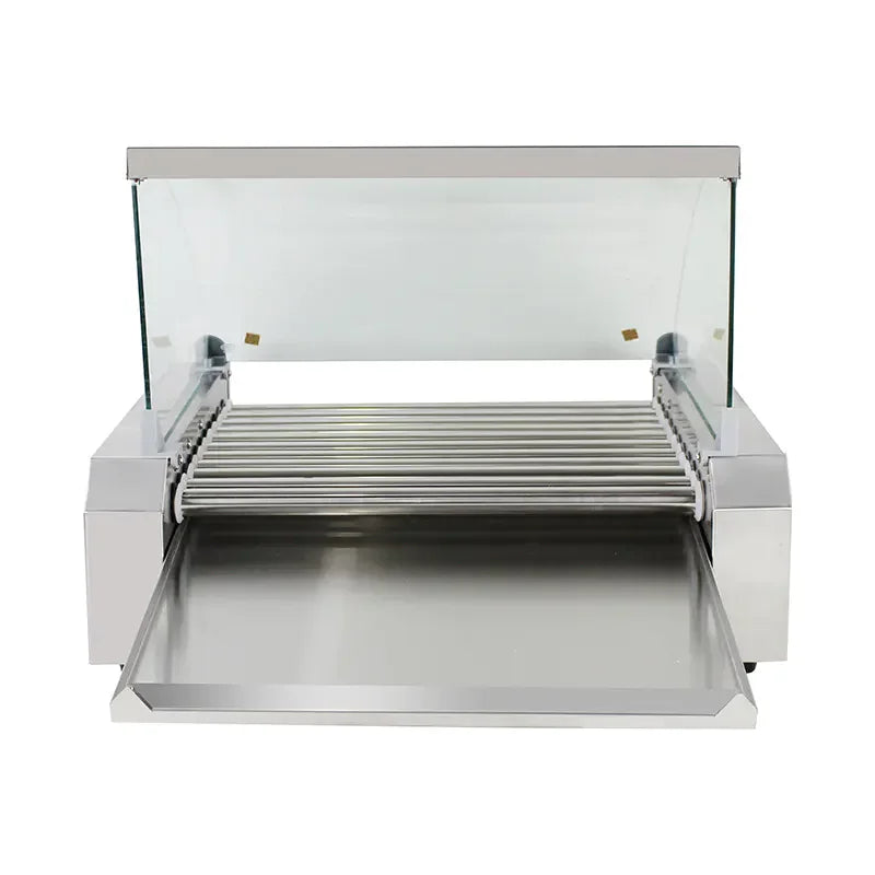 CZ-11 electric hot dog roller grill with glass panel, 11 rollers