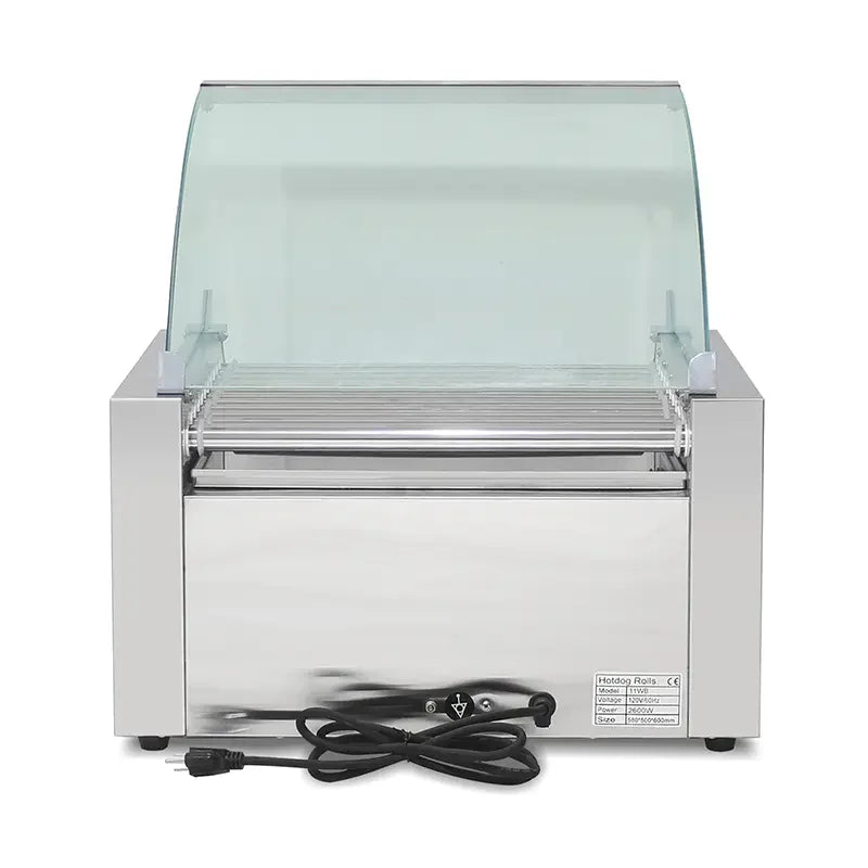 CZ-11 electric hot dog roller grill with glass panel, 11 rollers