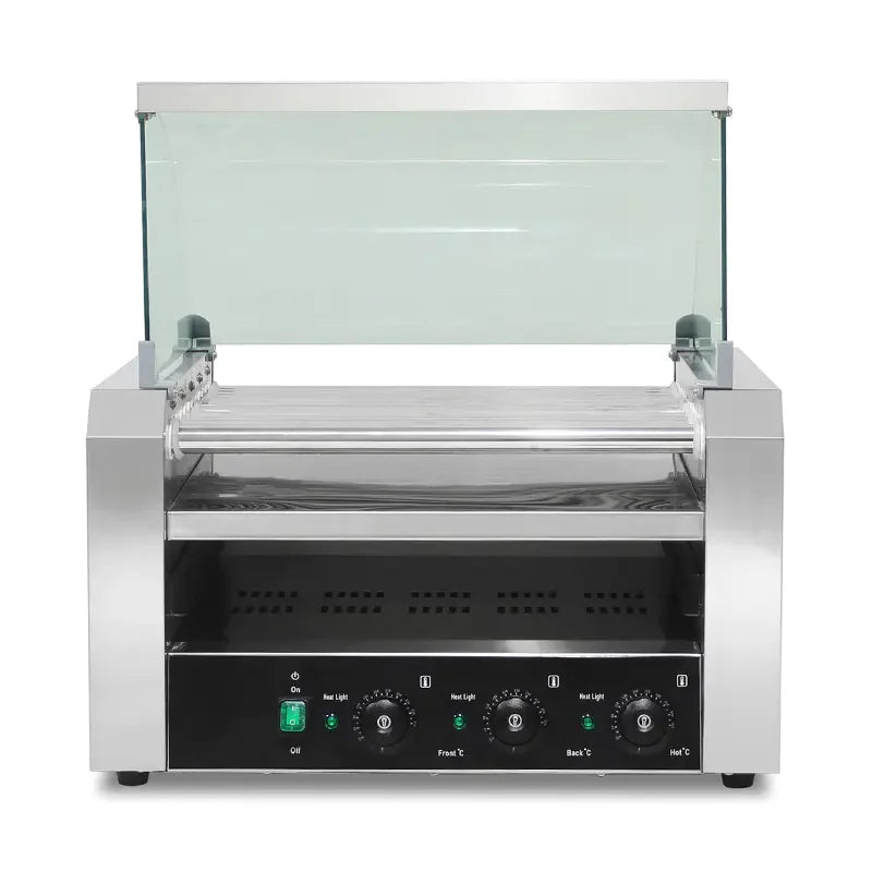 CZ-11 electric hot dog roller grill with glass panel, 11 rollers