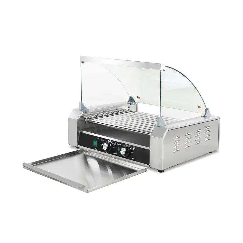 CZ-9 nine-roller hot dog roller grill with timer, stainless steel