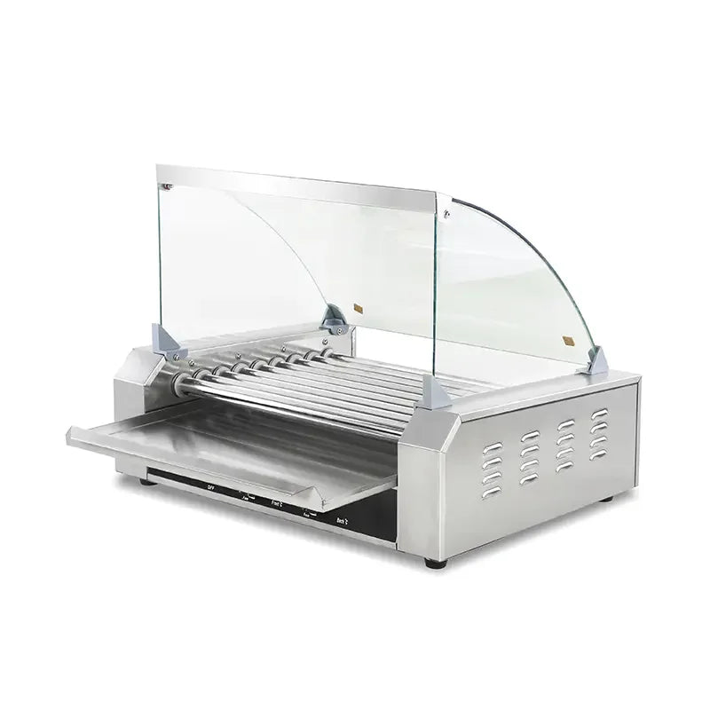 CZ-9 nine-roller hot dog roller grill with timer, stainless steel