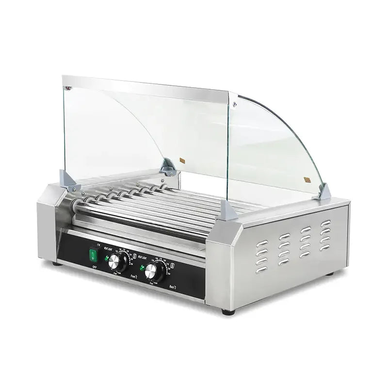 CZ-9 nine-roller hot dog roller grill with timer, stainless steel