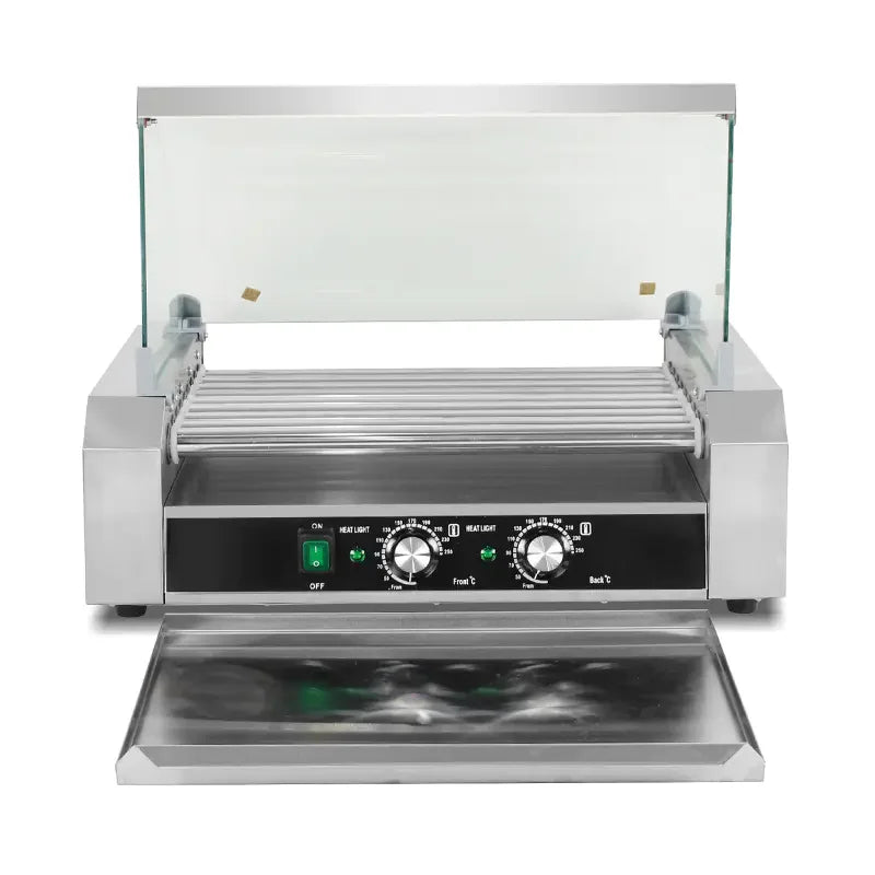 CZ-9 nine-roller hot dog roller grill with timer, stainless steel
