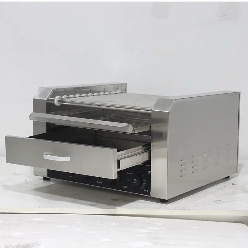 KG-9W electric hot dog roller grill with cover, 9 rollers