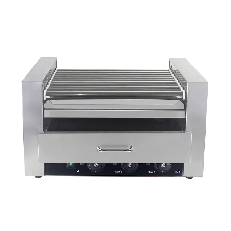 KG-9W electric hot dog roller grill with cover, 9 rollers