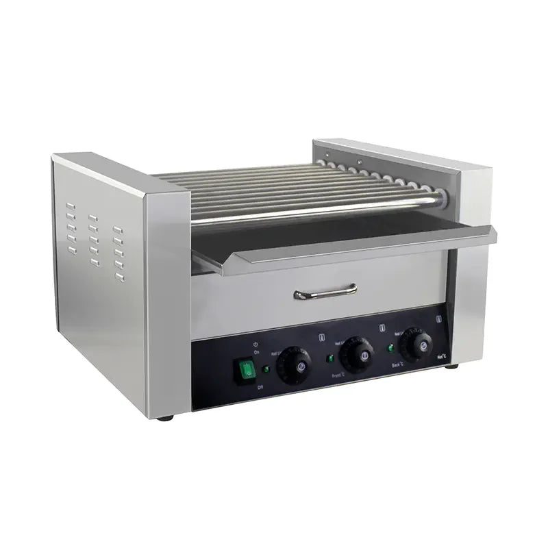 KG-9W electric hot dog roller grill with cover, 9 rollers