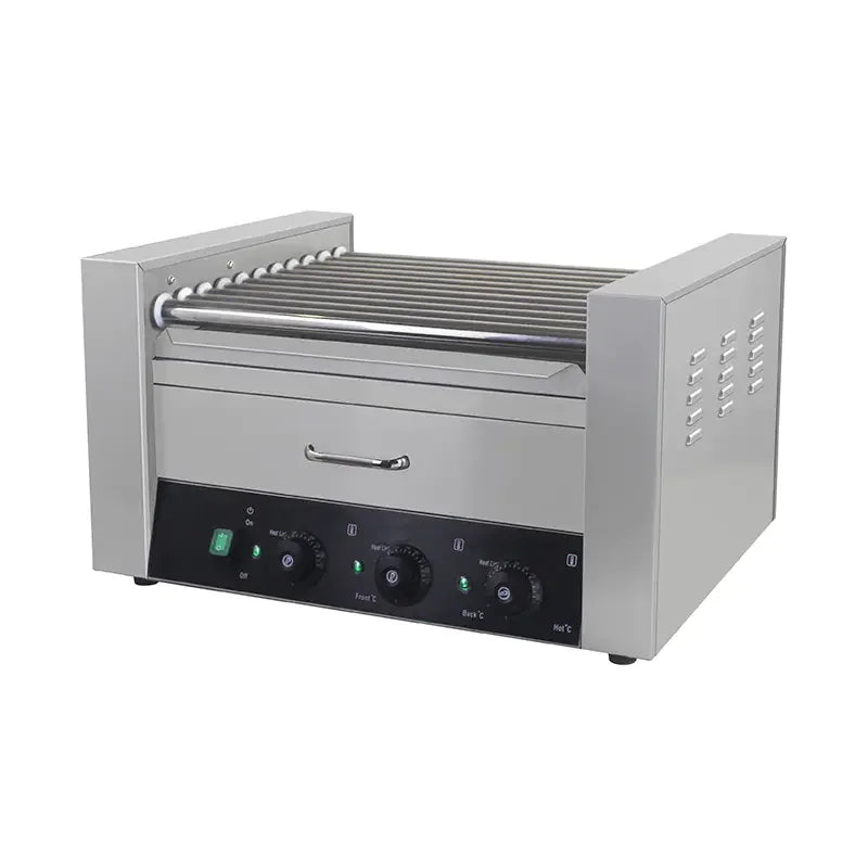 KG-9W electric hot dog roller grill with cover, 9 rollers