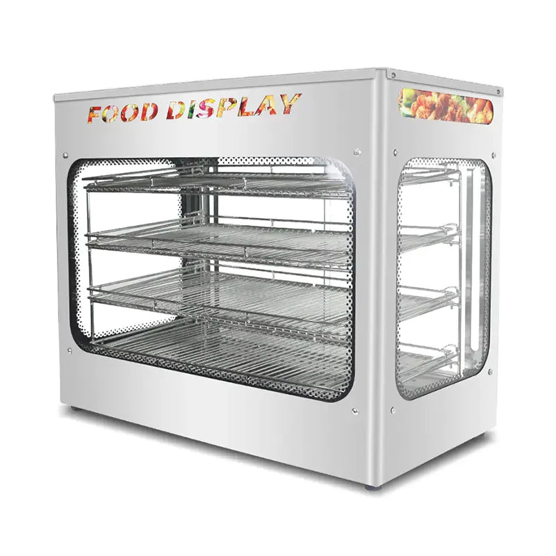 ZSG-700A square-glass hot food display warmer, stainless steel