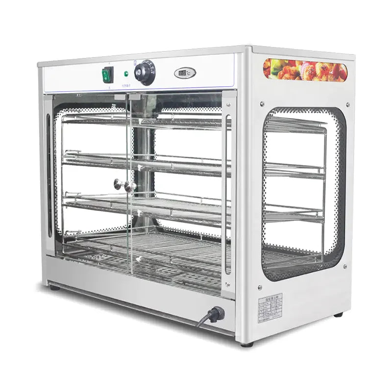 ZSG-700A square-glass hot food display warmer, stainless steel