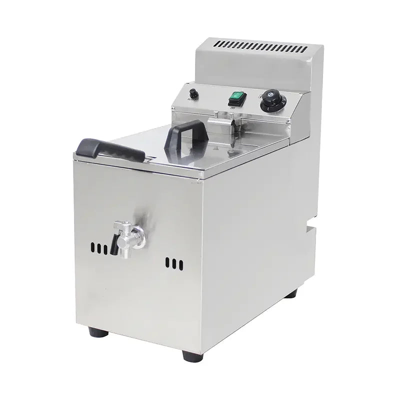 GZL-10 single-tank commercial gas deep fryer, stainless steel