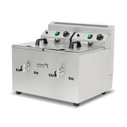 GZL-20 twin-tank commercial gas deep fryer, stainless steel