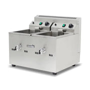 GZL-20 twin-tank commercial gas deep fryer, stainless steel