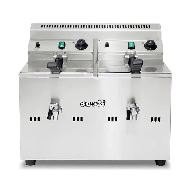 GZL-20 twin-tank commercial gas deep fryer, stainless steel