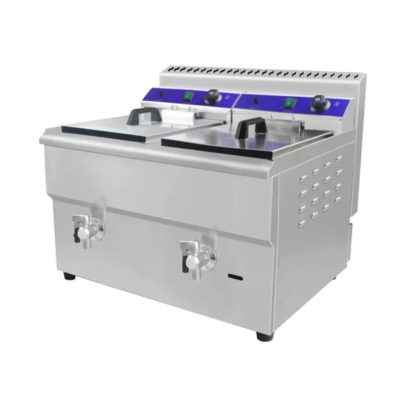 GZL-34 dual-tank countertop gas deep fryer, stainless steel